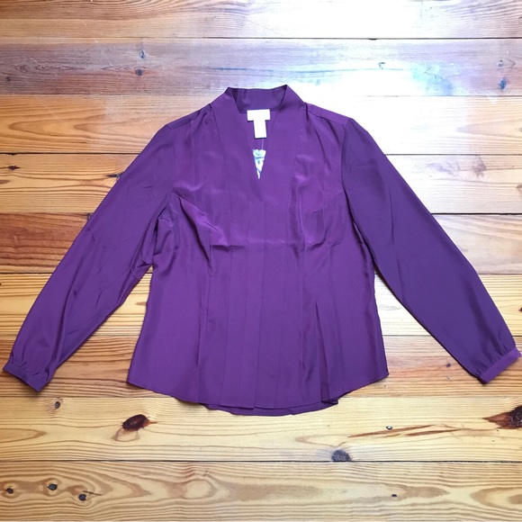 Soft Surroundings Maroon Long Sleeve Button Down Blouse, NWT, S - Picture 1 of 11